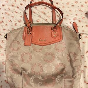 Coach Beige and Pink Signature Tote